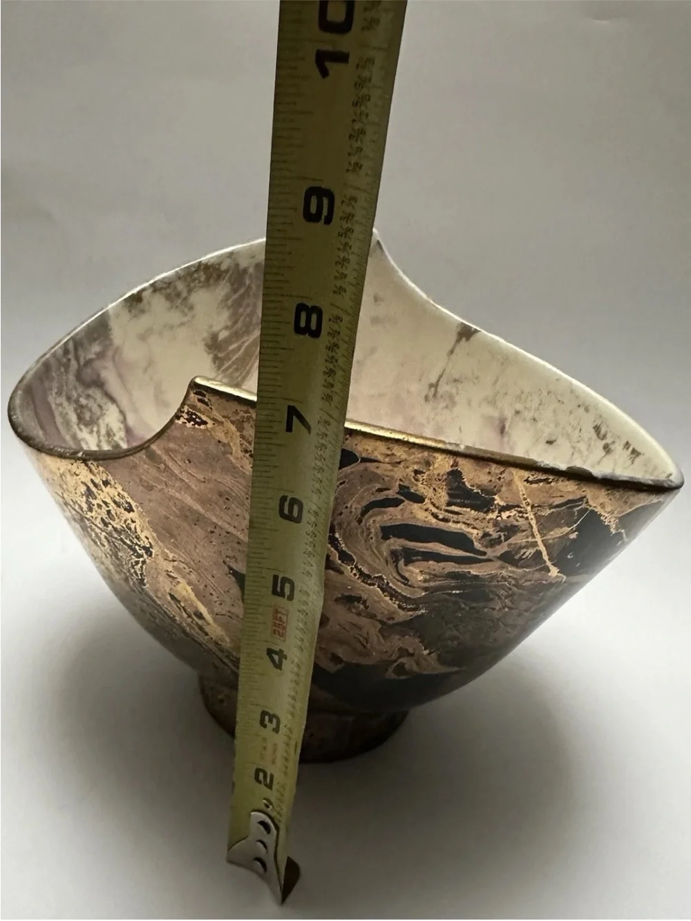 RARE Vintage Matthew Adams MCM Freeform  Bowl  Multi Color with 14k Gold
